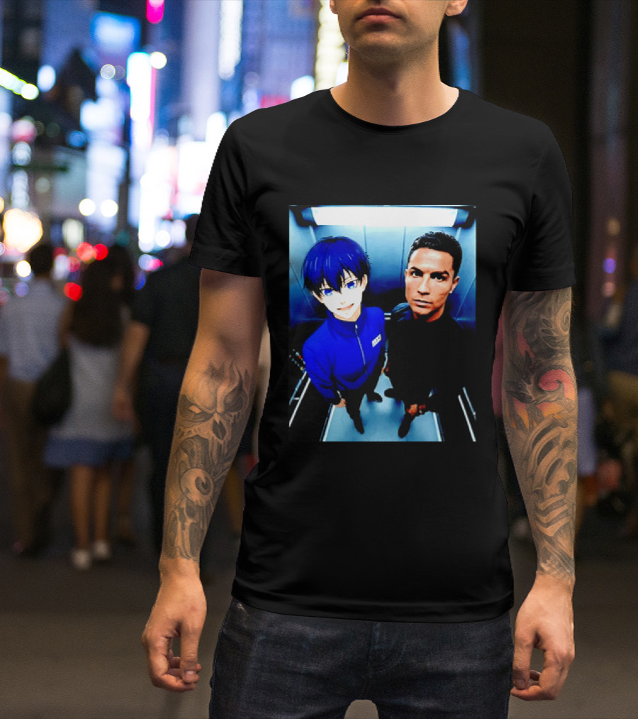 Ema Isagi Cristiano Ronaldo Collaboration Blue Lock Anime Football Star T-Shirt