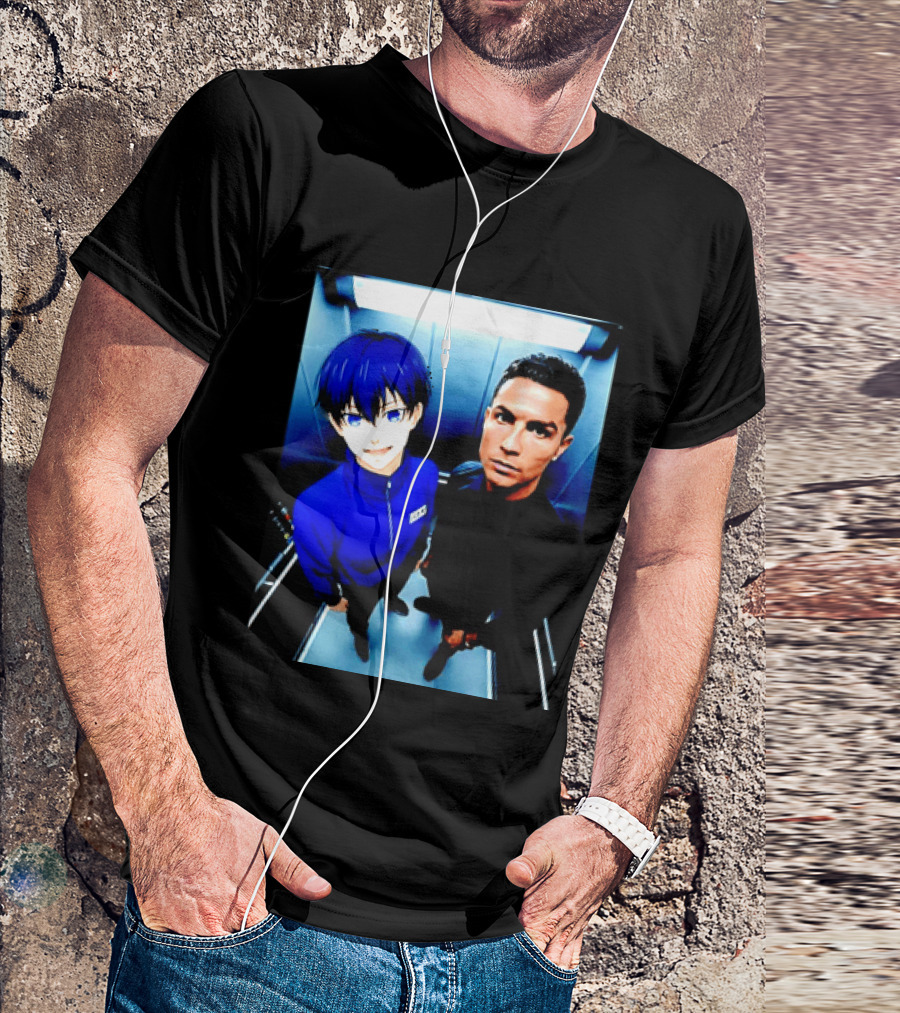 Ema Isagi Cristiano Ronaldo Collaboration Blue Lock Anime Football Star T-Shirt