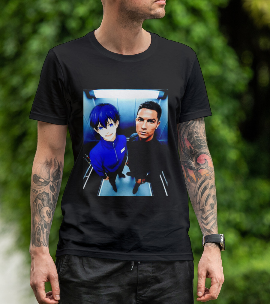 Ema Isagi Cristiano Ronaldo Collaboration Blue Lock Anime Football Star T-Shirt