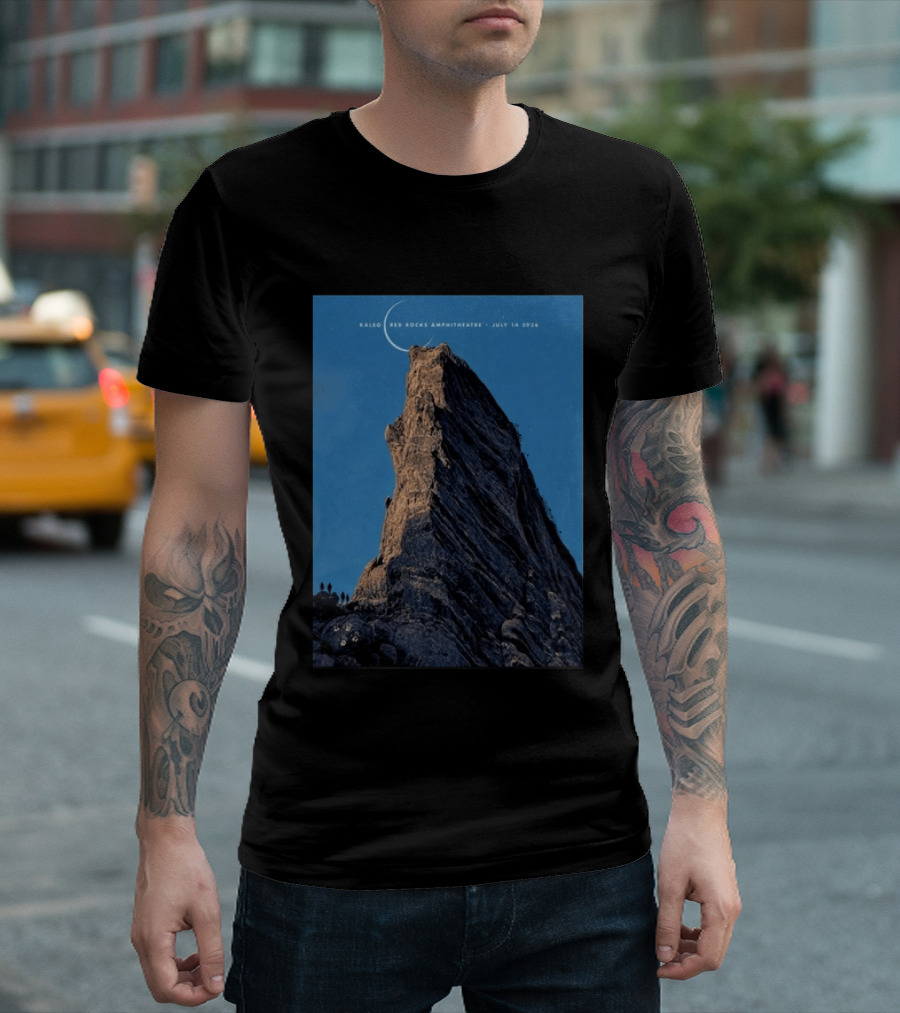 Kaleo Red Rocks Amphitheatre July 14 2026 Show Rocky Landscape Moonlit Scene T-Shirt