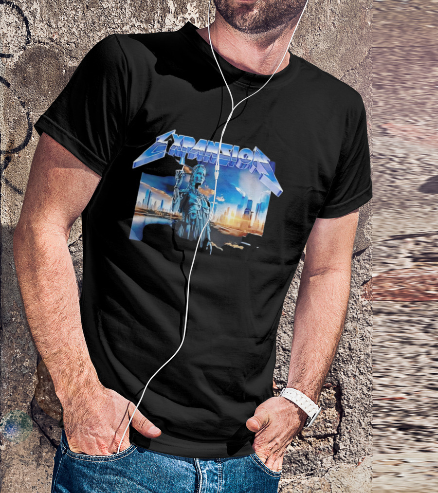 Expansion Futuristic Landmark Metallic Cityscape T-Shirt