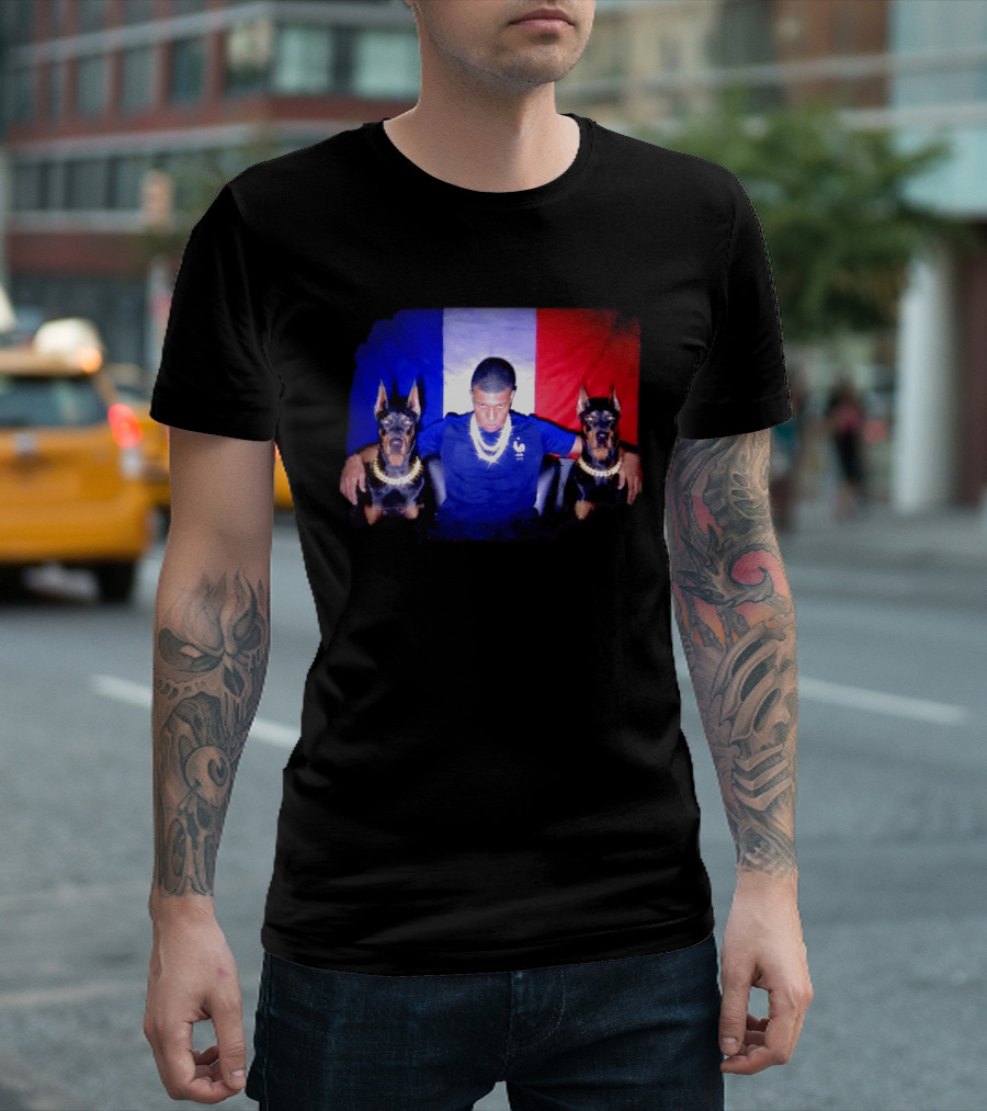 Kylian Mbappe France National Football Team With Dogs French Flag T-Shirt