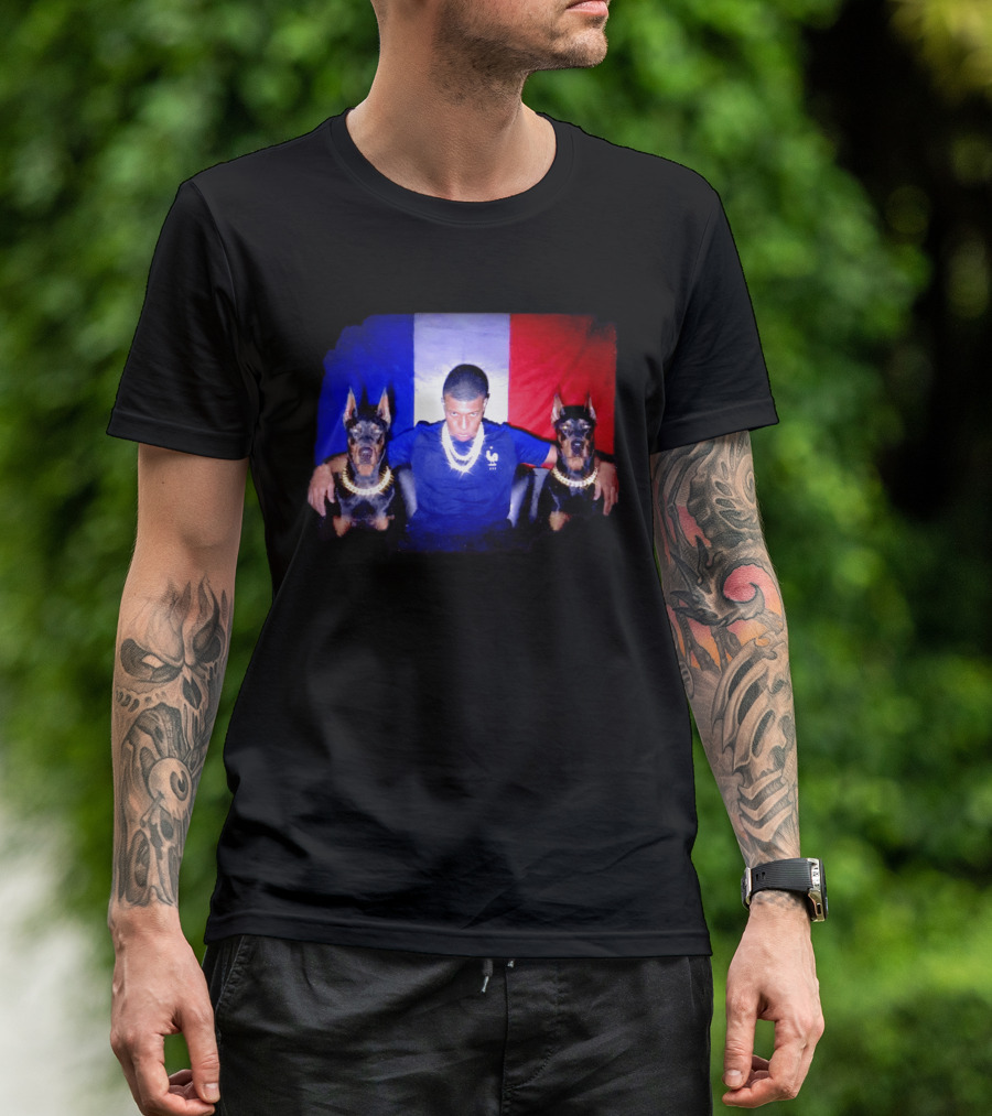 Kylian Mbappe France National Football Team With Dogs French Flag T-Shirt