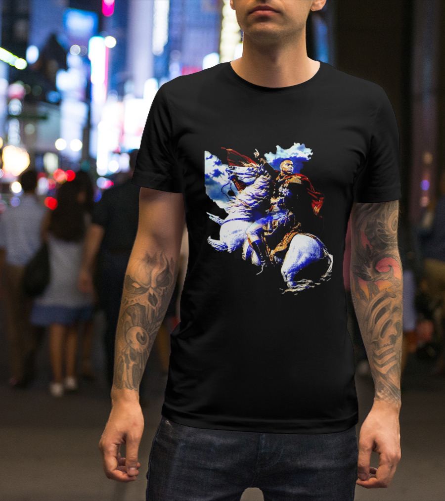 Kylian Mbappe Napoleon Bonaparte Crossing Alps Painting Horse Rider T-Shirt