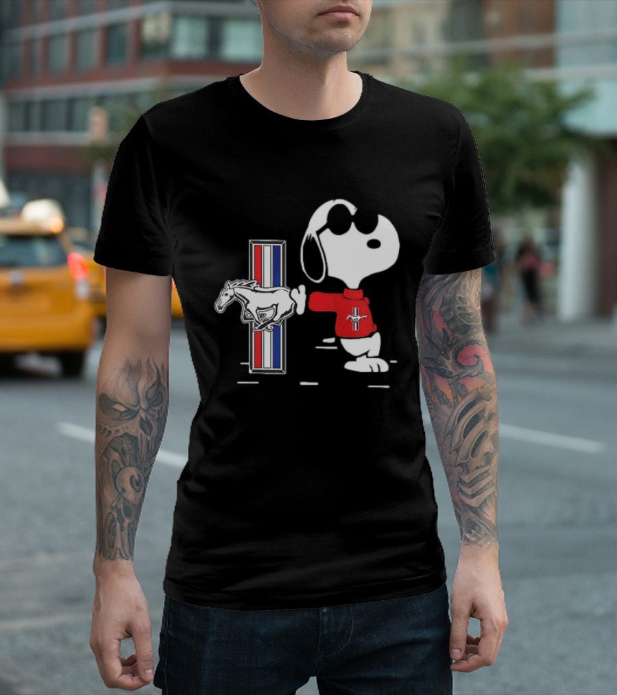 Snoopy Peanuts Ford Mustang Red Sweater Classic Mustang Pony T-Shirt