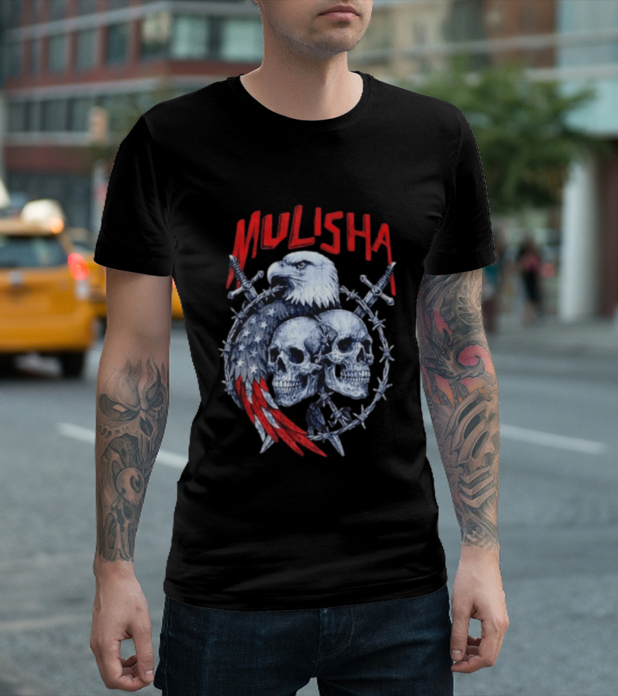 Mulisha Bald Eagle American Flag Skulls And Swords T-Shirt