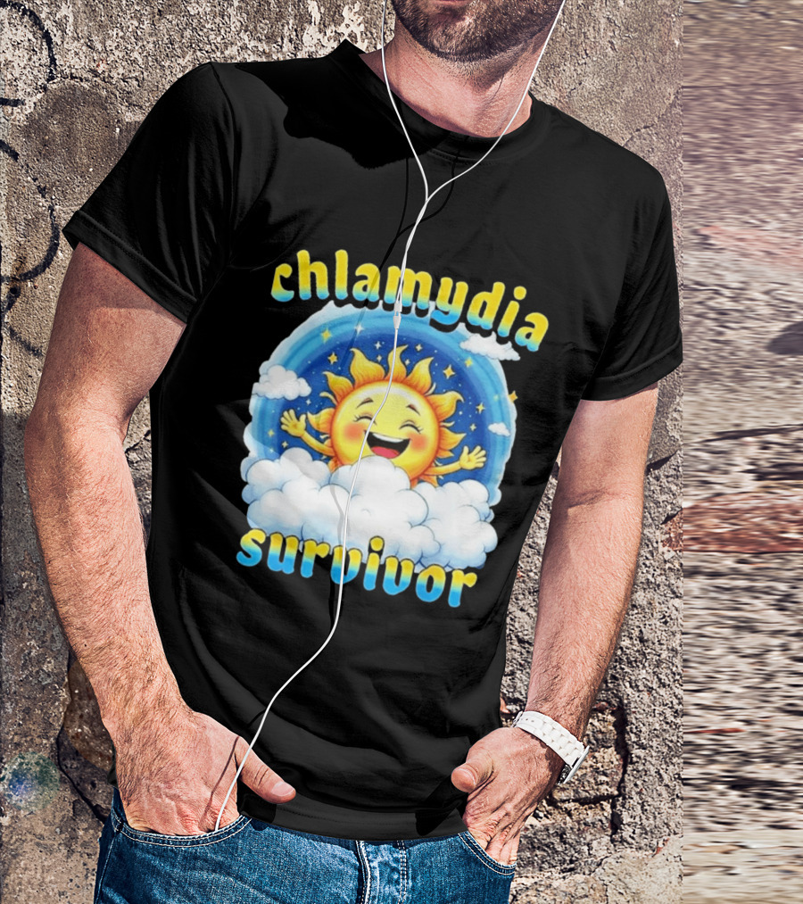 Chlamydia Survivor Sun Cartoon Humor Clouds Sky T-Shirt