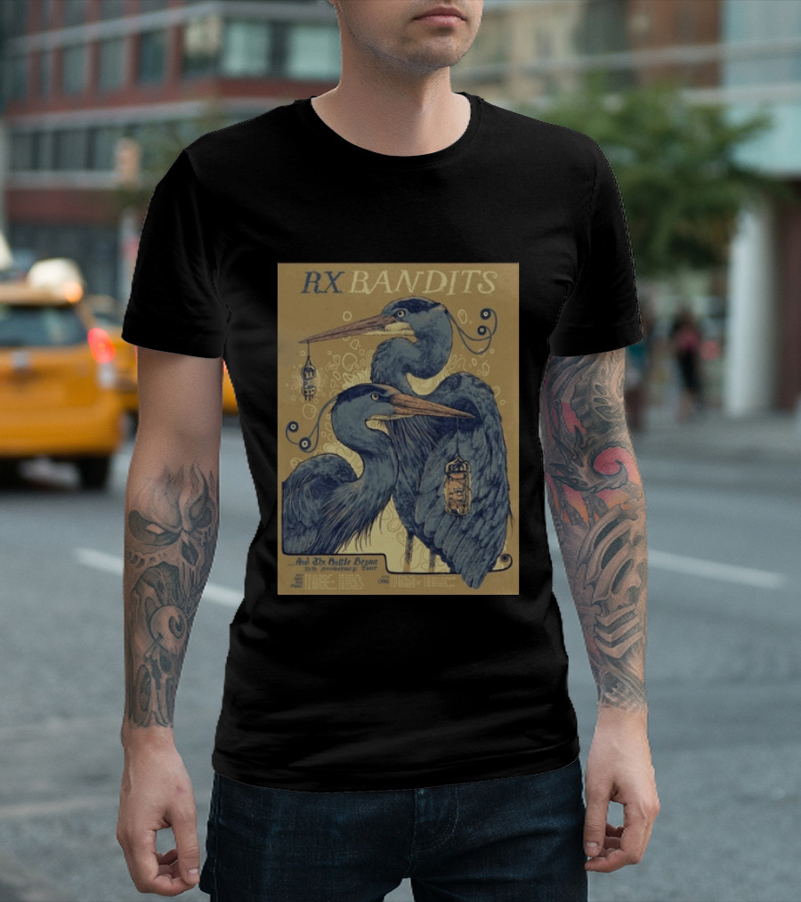 RX Bandits And The Battle Begun 20th Anniversary Tour 2026 Blue Heron T-Shirt