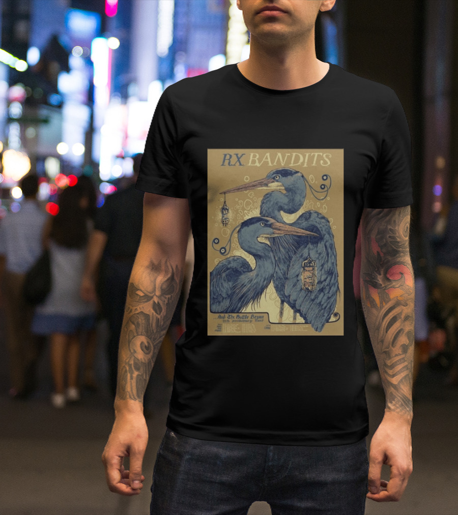 RX Bandits And The Battle Begun 20th Anniversary Tour 2026 Blue Heron T-Shirt