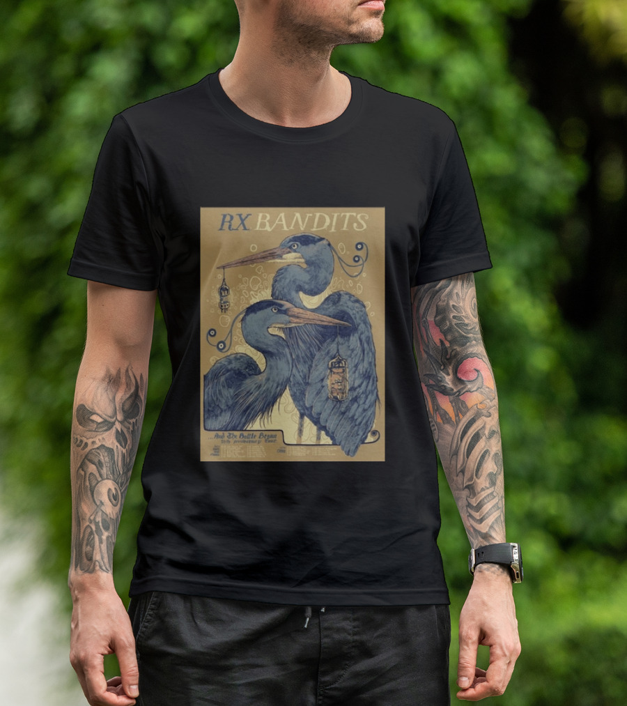 RX Bandits And The Battle Begun 20th Anniversary Tour 2026 Blue Heron T-Shirt