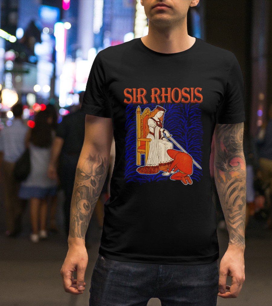 Sir Rhosis Medieval Pun Queen Knight Kneeling T-Shirt