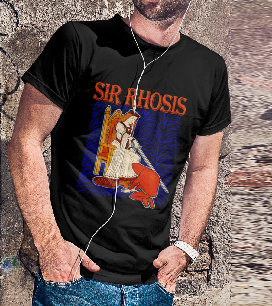 Sir Rhosis Medieval Pun Queen Knight Kneeling T-Shirt