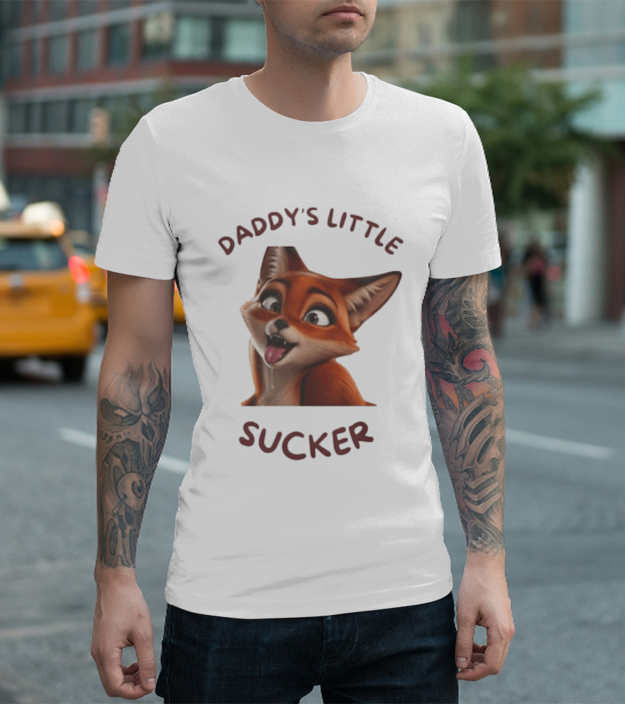 Daddy's Little Sucker Cute Fox Licking Lips T-Shirt