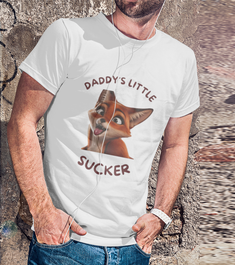 Daddy's Little Sucker Cute Fox Licking Lips T-Shirt
