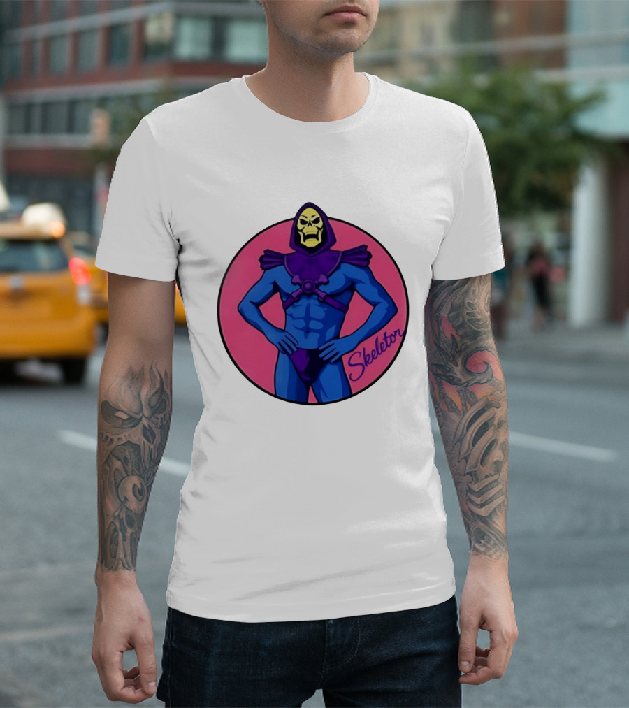 Skeletor Powerful Stance Pink T-Shirt