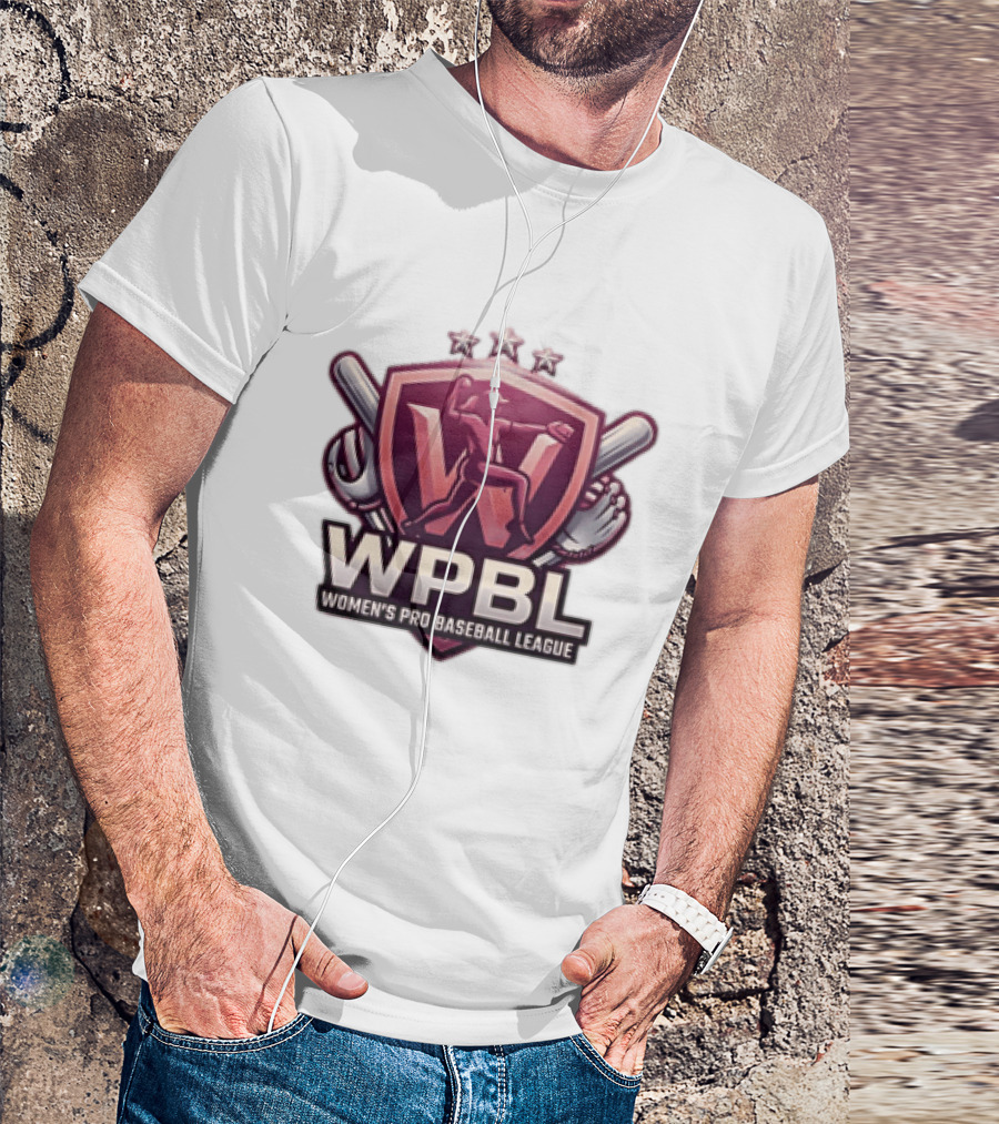 WPBL Women's Pro Baseball League Baseball Emblem With Stars And Bats T-Shirt