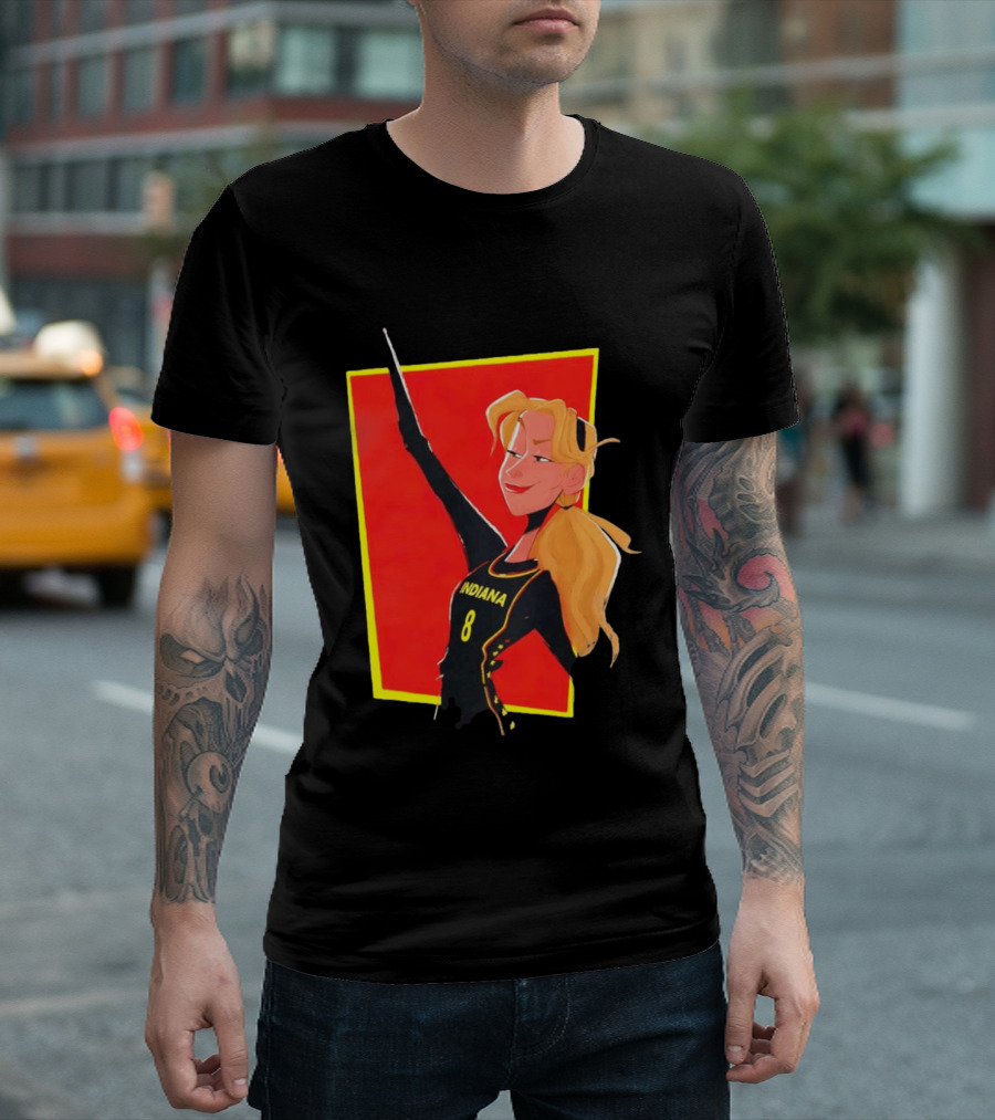 Indiana Blonde Number 8 Pointing In Black And Yellow Sports Uniform T-Shirt