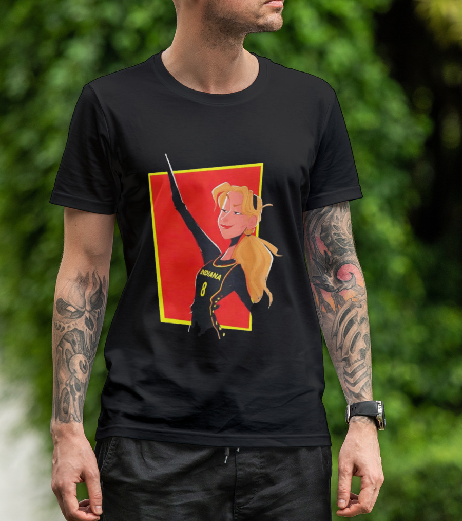 Indiana Blonde Number 8 Pointing In Black And Yellow Sports Uniform T-Shirt