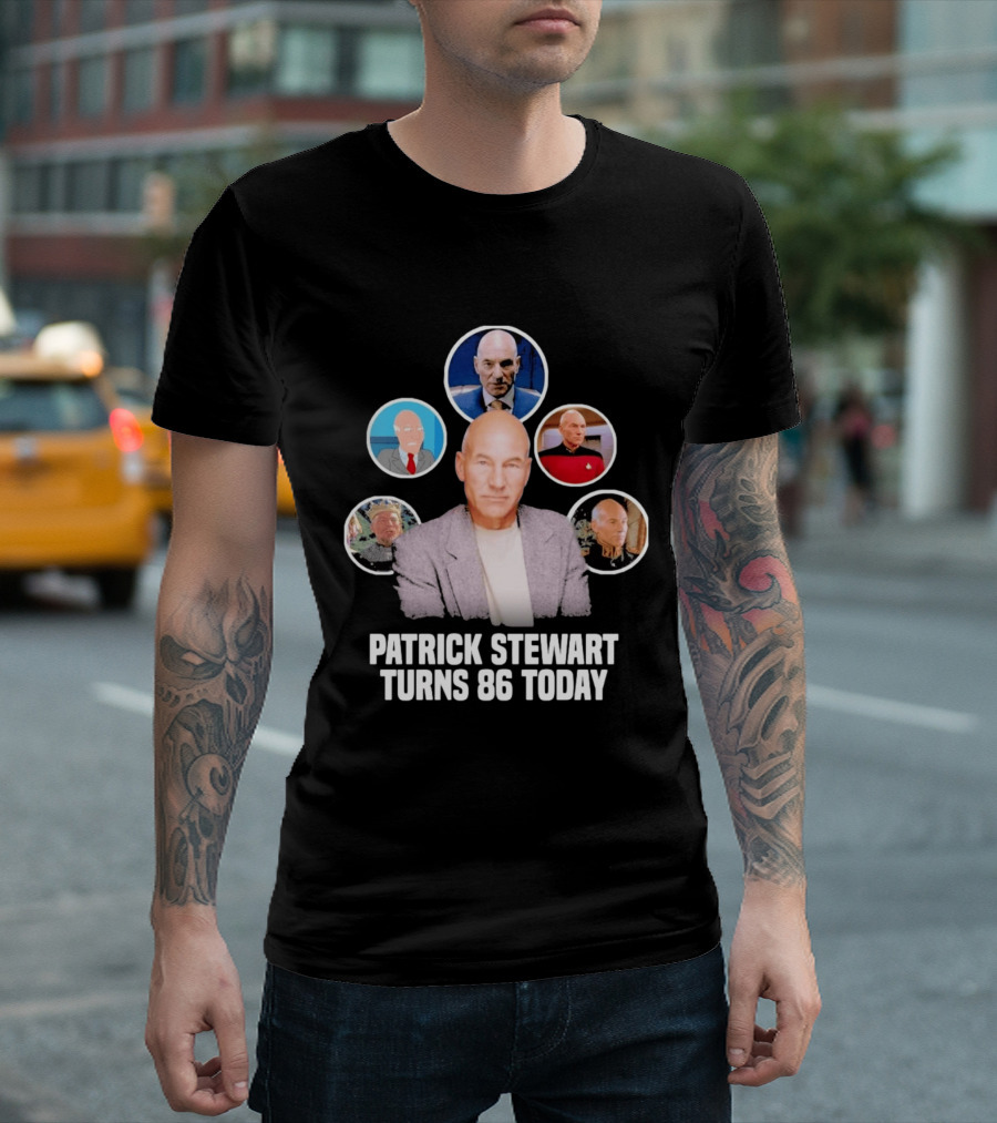 Patrick Stewart Turns 86 Today Iconic Roles Celebration Image T-Shirt