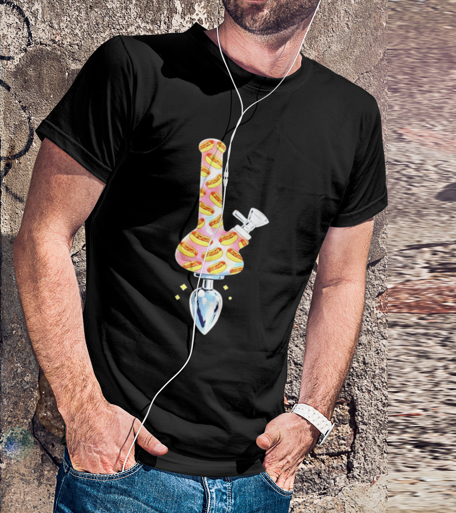 Hotdog Patterned Bong Buttplug T-Shirt
