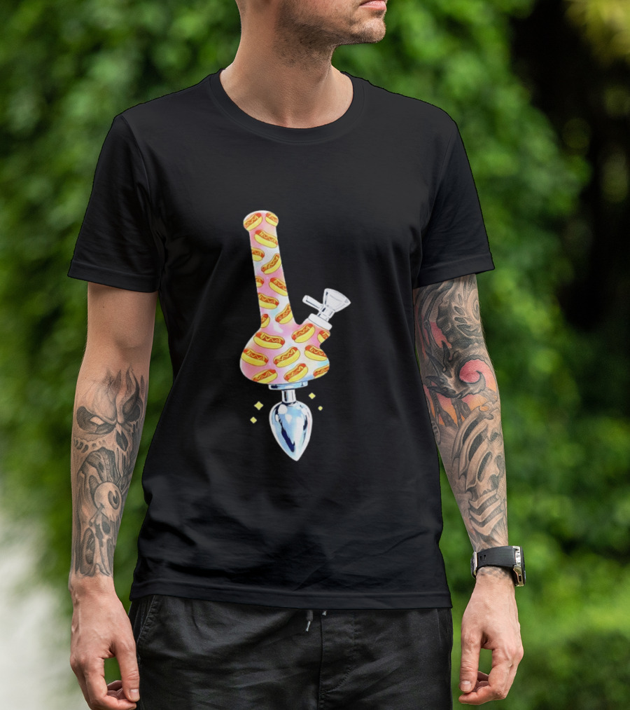 Hotdog Patterned Bong Buttplug T-Shirt