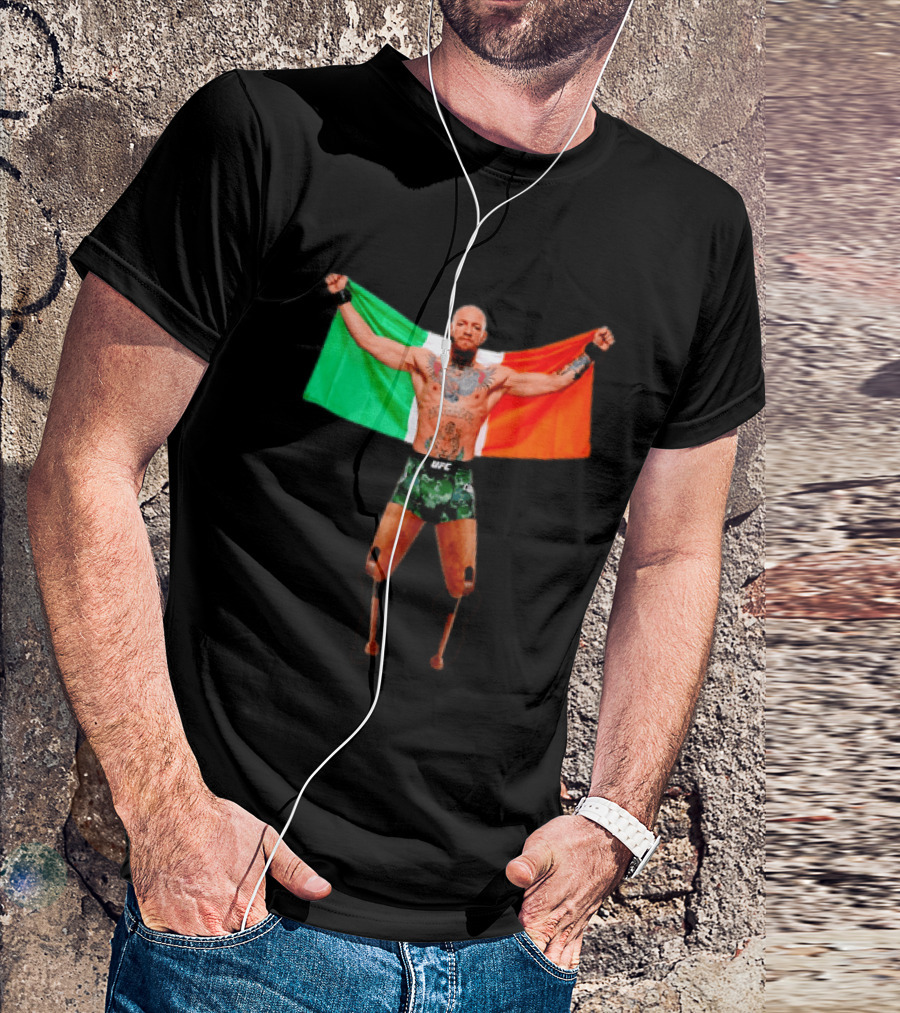 Conor McGregor UFC Prosthetic Leg Irish Flag Celebration T-Shirt