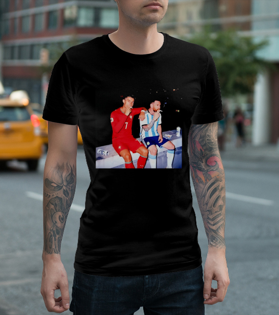 Cristiano Ronaldo Lionel Messi Smoking National Legends T-Shirt