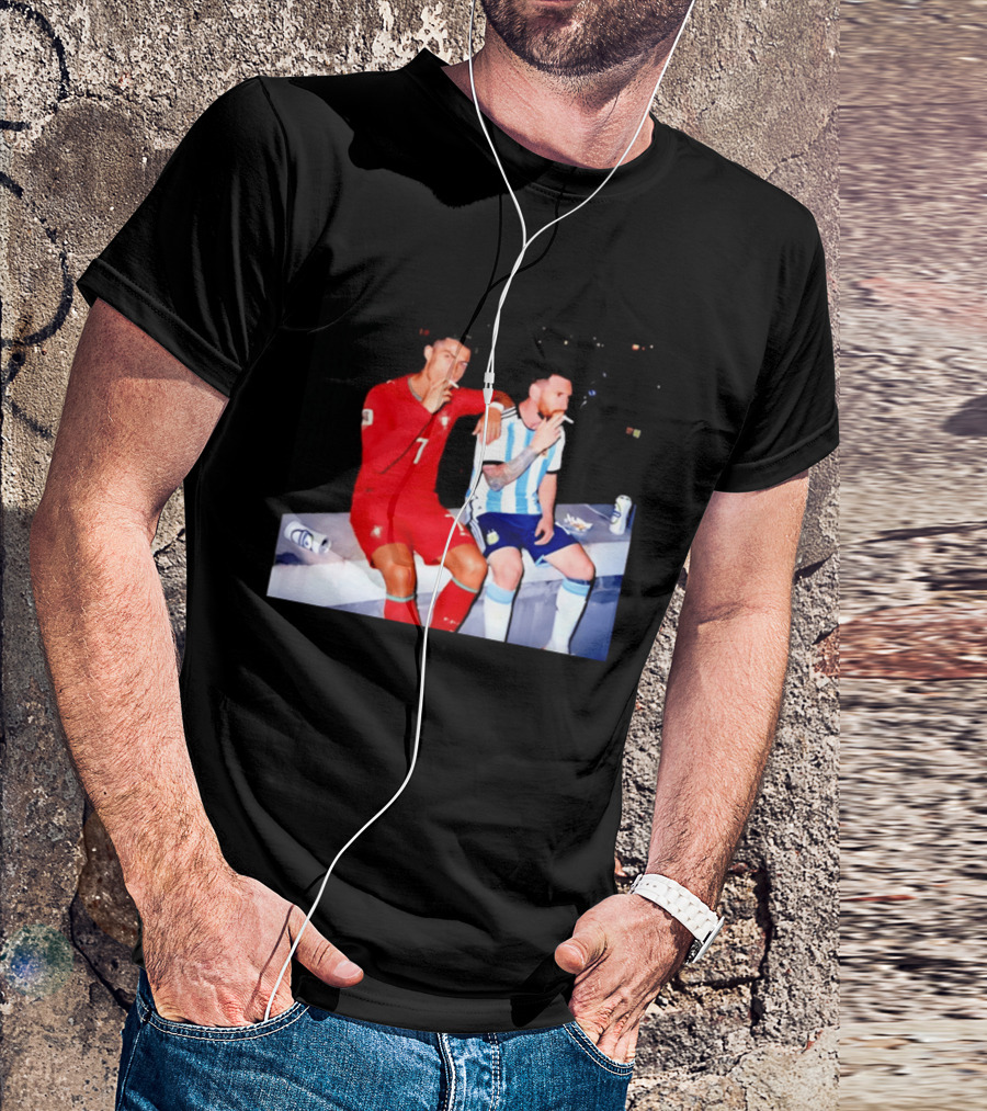 Cristiano Ronaldo Lionel Messi Smoking National Legends T-Shirt