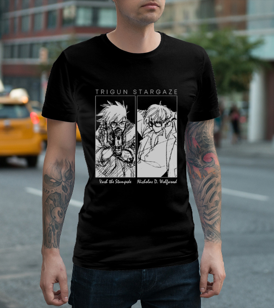 Trigun Stargaze Vash The Stampede Nicholas D. Wolfwood Manga T-Shirt