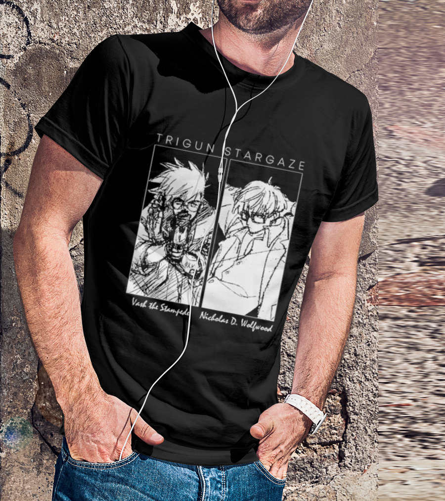 Trigun Stargaze Vash The Stampede Nicholas D. Wolfwood Manga T-Shirt