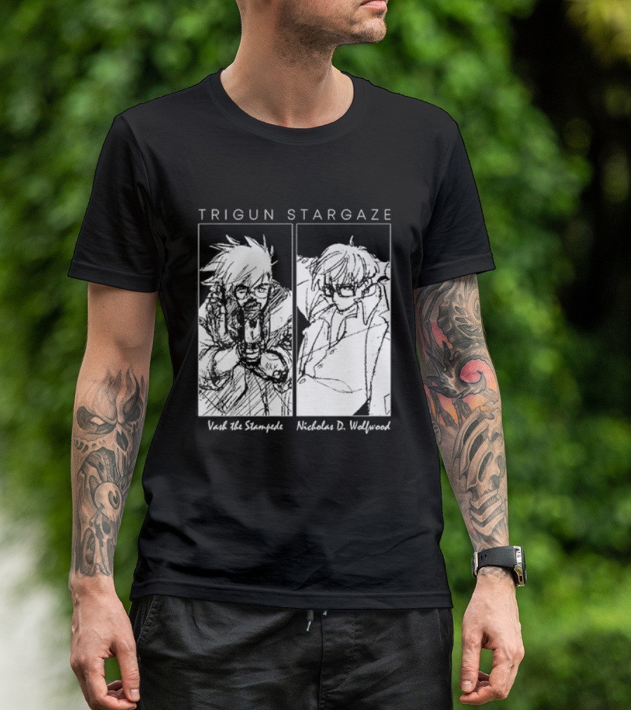 Trigun Stargaze Vash The Stampede Nicholas D. Wolfwood Manga T-Shirt