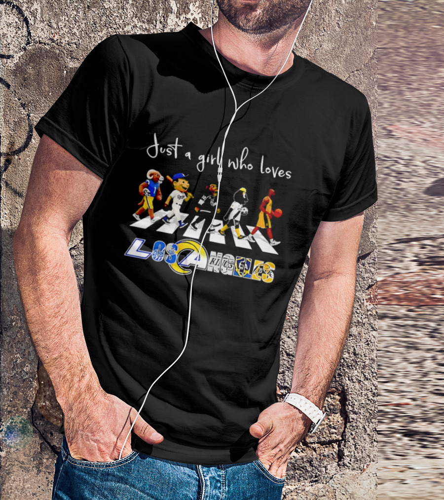 Just A Girl Who Loves Los Angeles Sports Teams Abbey Road Crosswalk T-Shirt