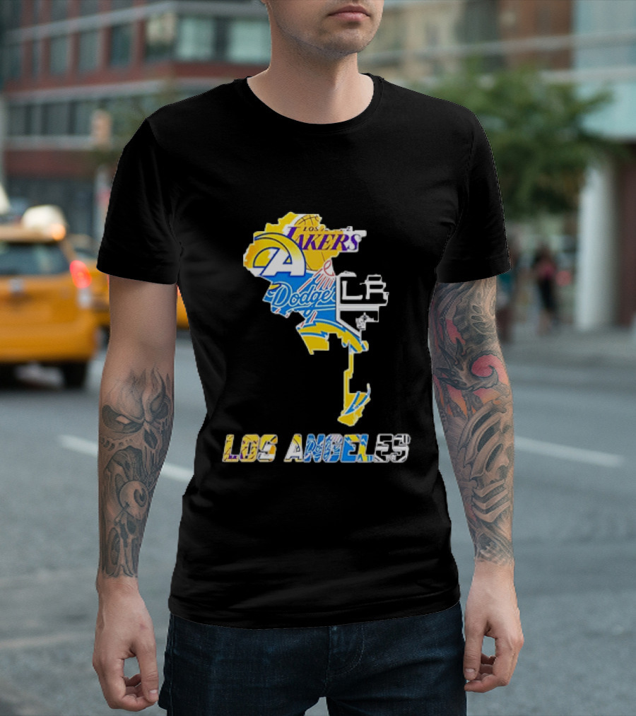 Los Angeles Lakers Rams Dodgers LA Kings Chargers Sports Team Logos T-Shirt
