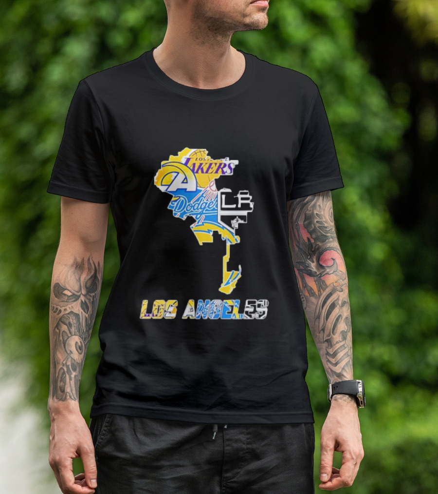 Los Angeles Lakers Rams Dodgers LA Kings Chargers Sports Team Logos T-Shirt