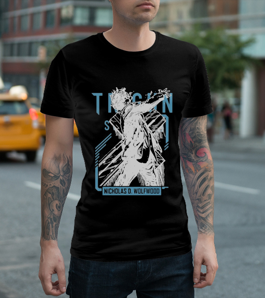 Trigun Stampede Nicholas D Wolfwood Cross Sketch T-Shirt