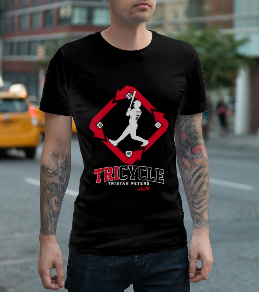 Tristan Peters TriCycle Baseball Player Number 2 Red Arrow Diamond T-Shirt