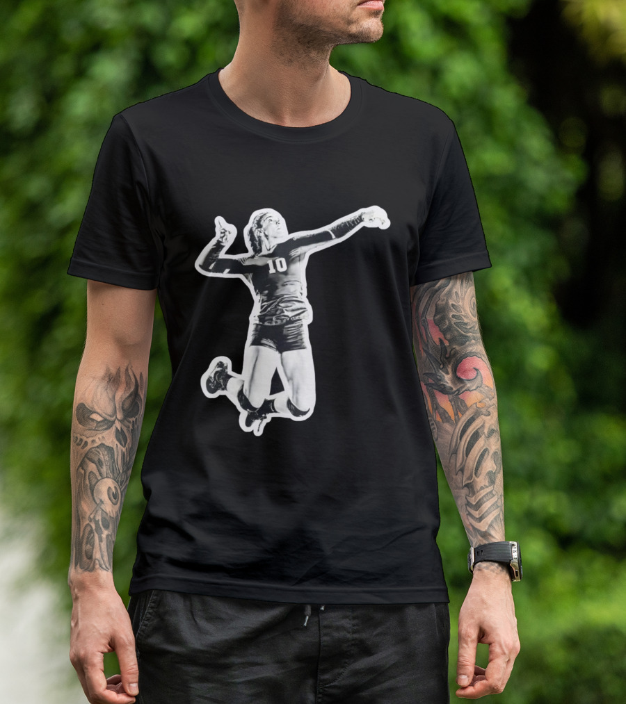 Volleyball Number 10 Athlete In Mid Air Motion T-Shirt