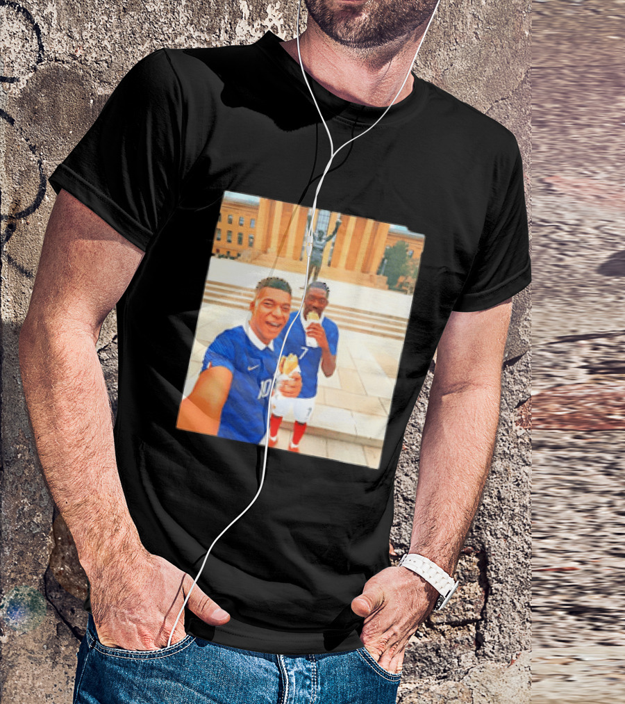 Ousmane Dembele Kylian Mbappe Philadelphia Museum Iconic Pose T-Shirt