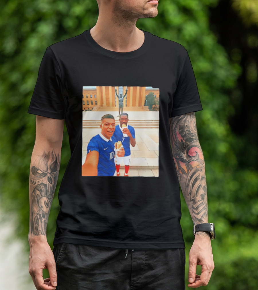 Ousmane Dembele Kylian Mbappe Philadelphia Museum Iconic Pose T-Shirt