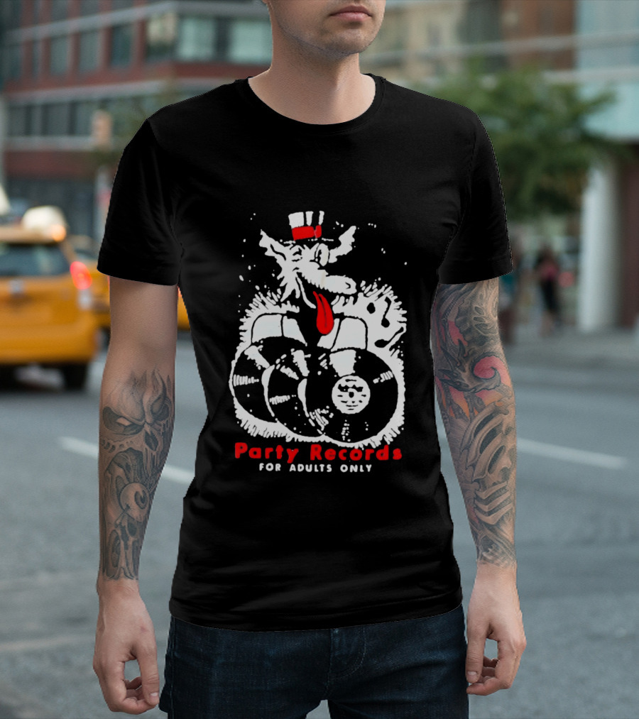 Party Records For Adults Only Wolf Vinyl Spinning T-Shirt
