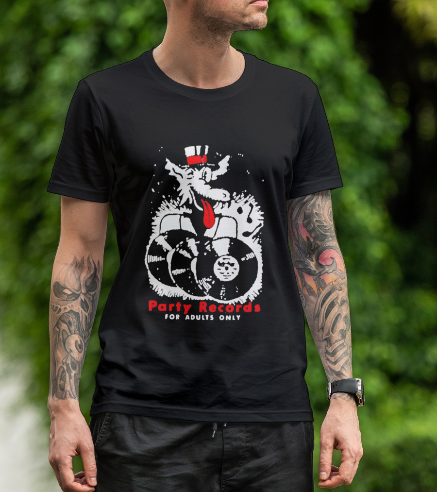 Party Records For Adults Only Wolf Vinyl Spinning T-Shirt