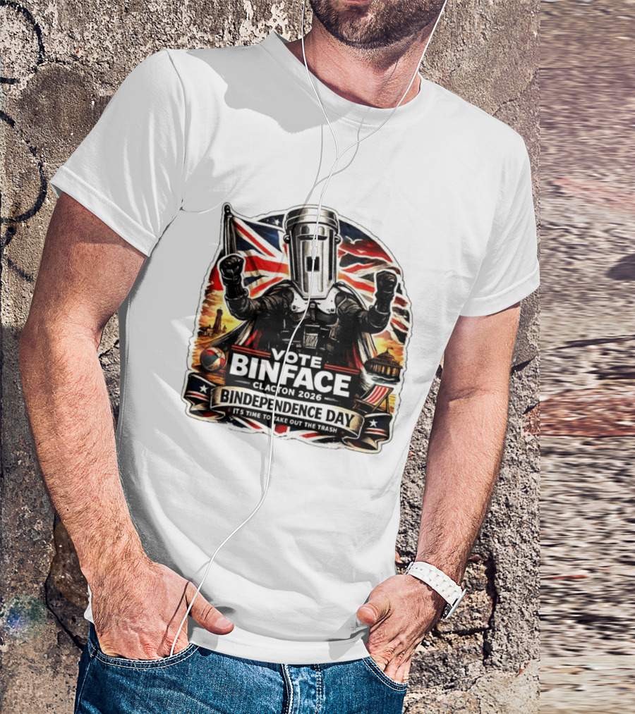 Vote Binface Clacton 2026 Bindependence Day Time To Take Out The Trash British Flag T-Shirt