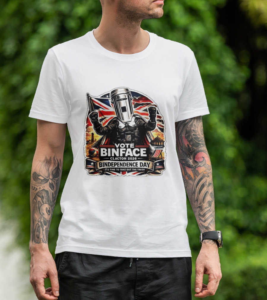 Vote Binface Clacton 2026 Bindependence Day Time To Take Out The Trash British Flag T-Shirt