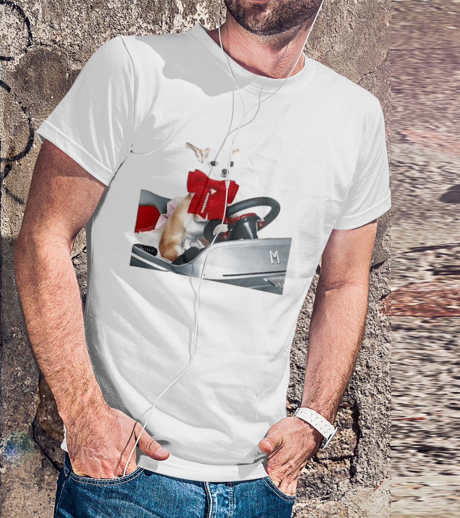 Chihuahua Puppy In Toy Car With Markgong Ribbon T-Shirt