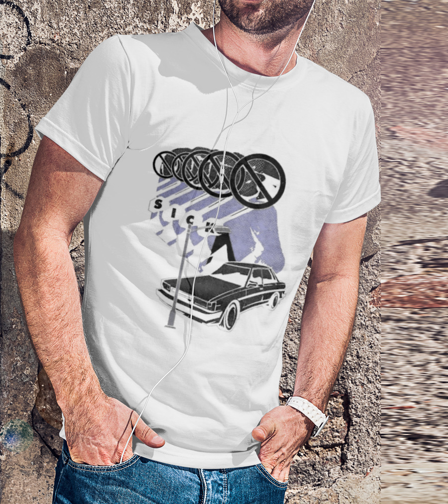 Sick Car Sedan Street Lamp Urban Environment Walking Man T-Shirt