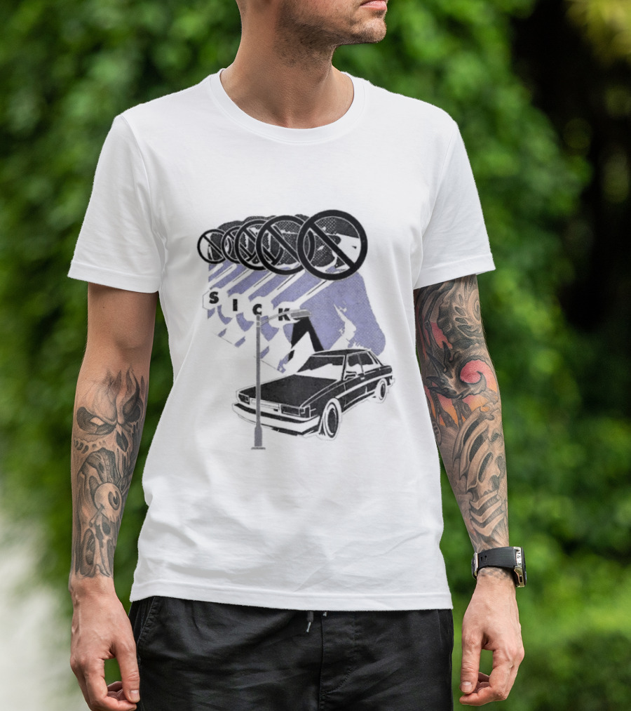 Sick Car Sedan Street Lamp Urban Environment Walking Man T-Shirt