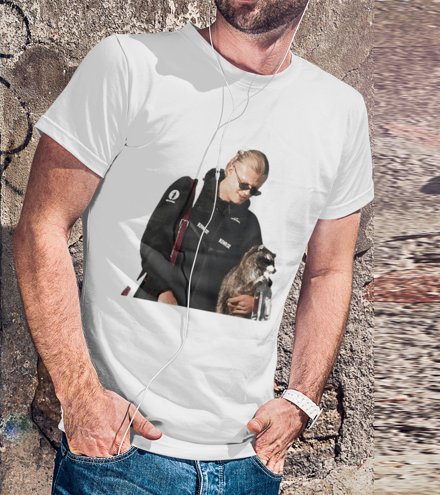 Erling Haaland Raccoon Meme Football KIWI K SPACE Texas T-Shirt