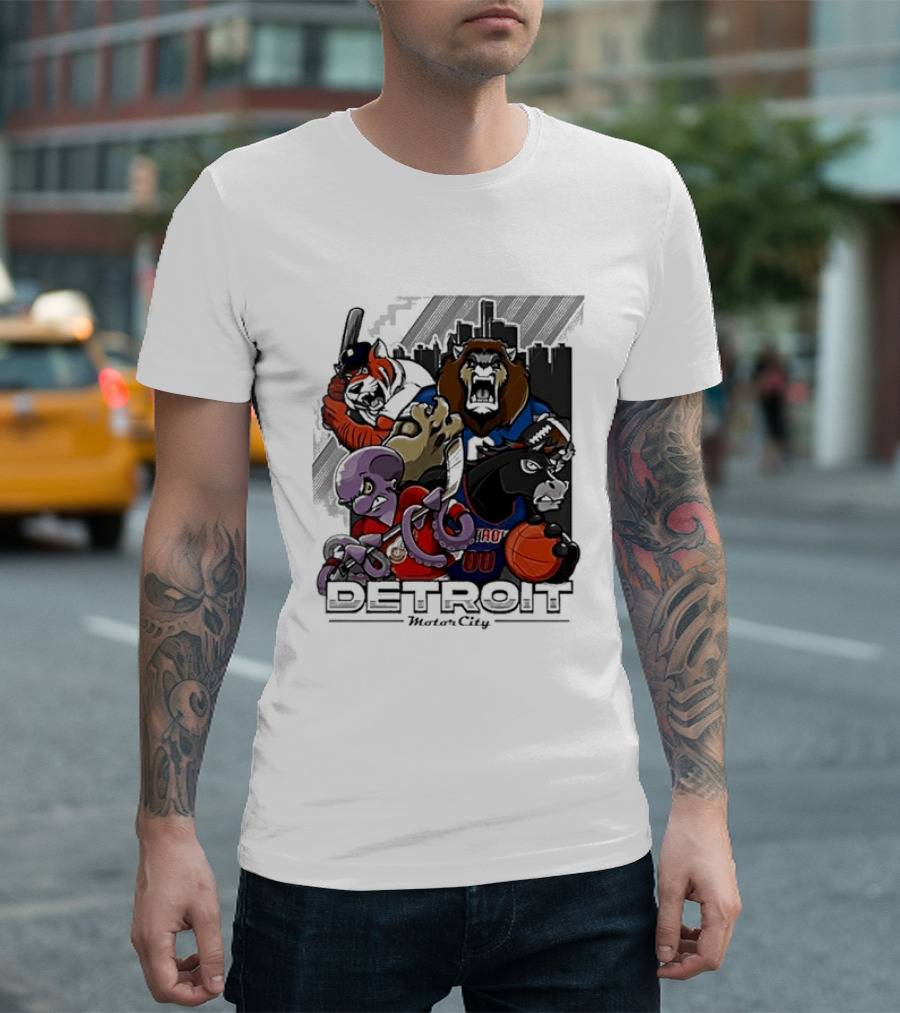 Motor City Detroit Tigers Lions Red Wings Pistons Athletic Sports Fan Gear T-Shirt