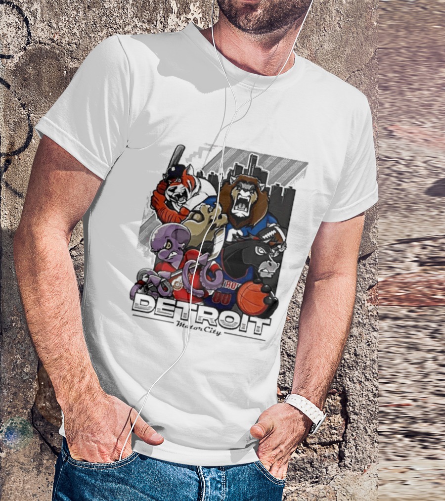 Motor City Detroit Tigers Lions Red Wings Pistons Athletic Sports Fan Gear T-Shirt