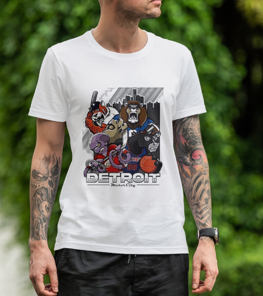 Motor City Detroit Tigers Lions Red Wings Pistons Athletic Sports Fan Gear T-Shirt